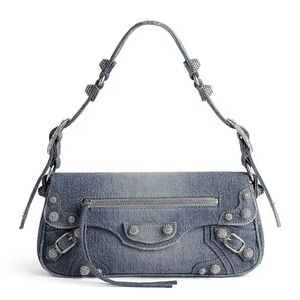 BALENCIAGA Le Cagole Small Sling Bag Denim with Rhinestones